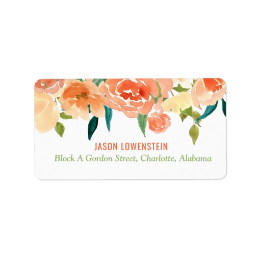 Peach Florals | Hochzeit Adressaufkleber (Vorne)