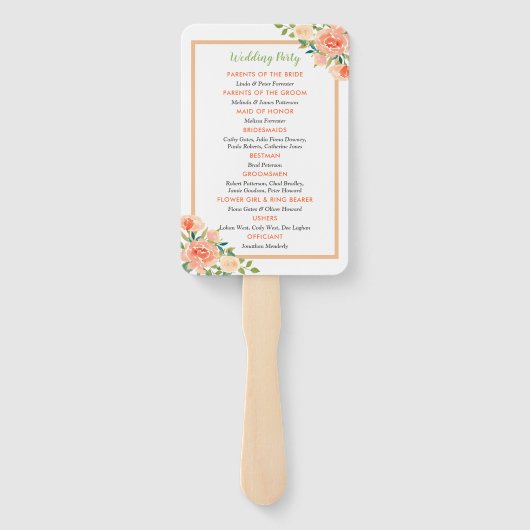 Peach Florals | Hochzeitsprogramm Fächer (Rückseite)