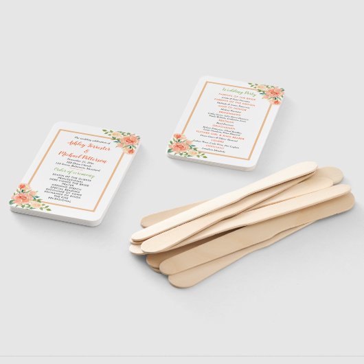 Peach Florals | Hochzeitsprogramm Fächer (Non-assembled)