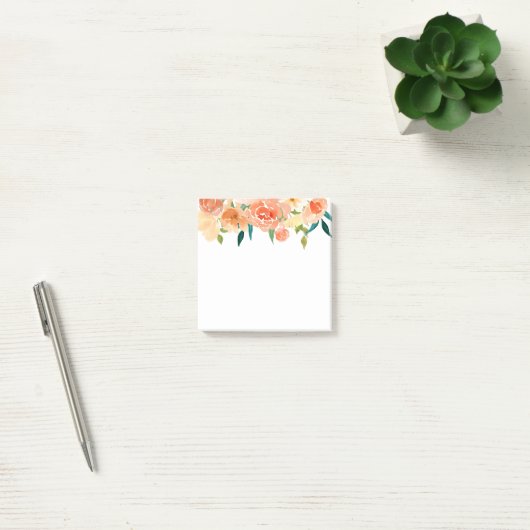 Peach Florals Moderner Chic Post-it Klebezettel (Büro)