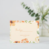 Peach Florals Romantic Garden Wedding Thank You Postkarte (Stehend Vorderseite)