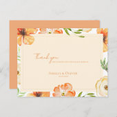 Peach Florals Romantic Garden Wedding Thank You Postkarte (Vorne/Hinten)