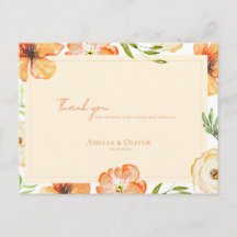 Peach Florals Romantic Garden Wedding Thank You
