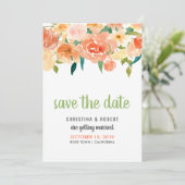 Peach Florals | SAVE THE DATE Einladung (Stehend Vorderseite)