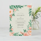 Peach Flourishing Spring Wedding Einladung (Stehend Vorderseite)
