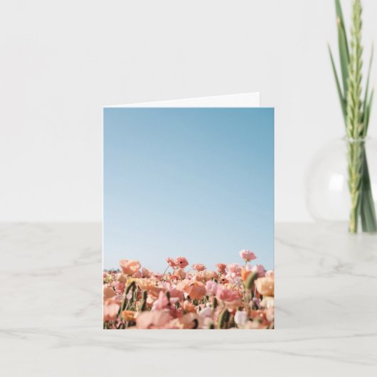 Peach Flowers Folded Greeting Card Karte (Vorderseite)