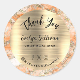 Peach Fluid Marble Vielen Dank Runder Aufkleber