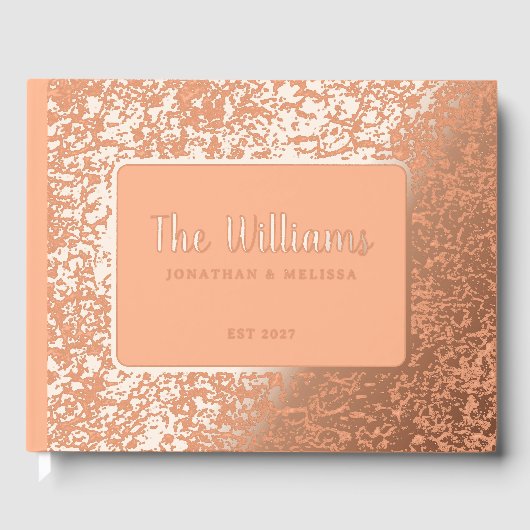 Peach Foil Guest Book Foto Guestbook Textured Gästebuch (Vorderseite)