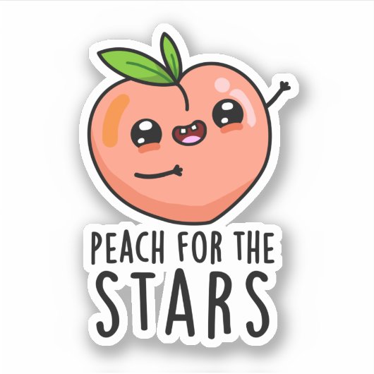 Peach for the Stars Funny Fruit Pub Aufkleber (Vorderseite)
