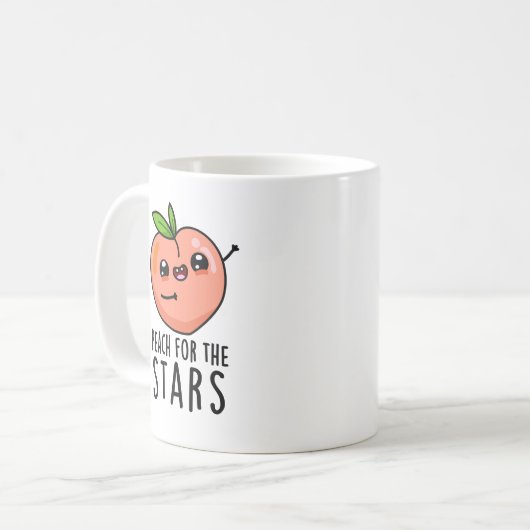 Peach for the Stars Funny Fruit Pub Kaffeetasse (Vorderseite Links)