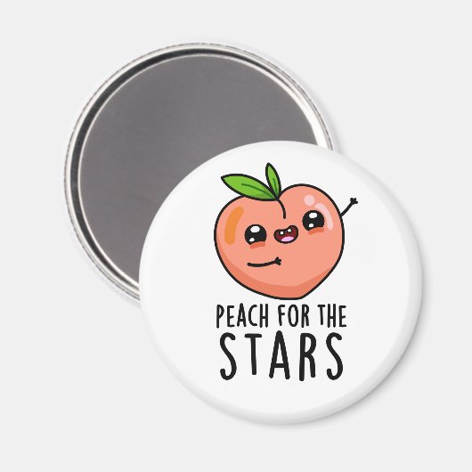 Peach for the Stars Funny Fruit Pub Magnet (Vorderseite/Rückseite)