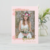 Peach Foto Abschluss Dankeschön Karte (Stehend Vorderseite)