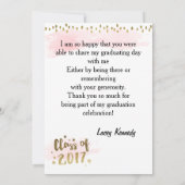 Peach Foto Abschluss Dankeschön Karte (Rückseite)