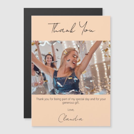 Peach Foto Dankeschön Magnetkarte (Vorne/Hinten)