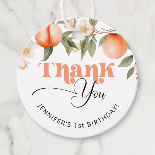 Peach fruchtsgeburt vielen Dank Geschenkanhänger (Vorderseite)