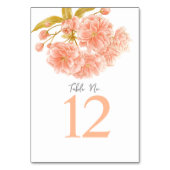 Peach Frühblüte Hochzeit Tischnummern (Rückseite)