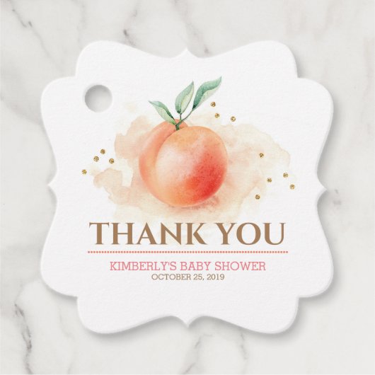 Peach Fruit Baby Dusche Geschenkanhänger (Vorderseite)