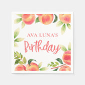Peach Fruit Birthday Paper Serviette (Vorderseite)