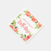 Peach Fruit Birthday Paper Serviette (Ecke)