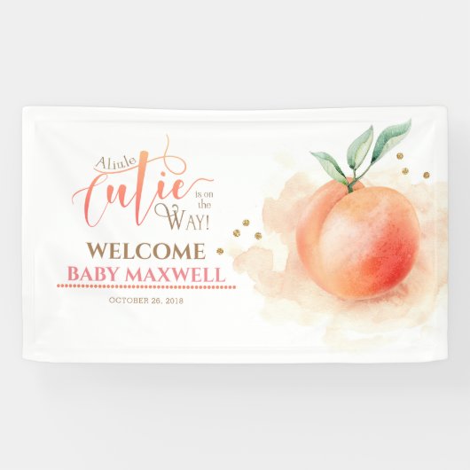 Peach Fruit Moderne Babydusche Banner (Horizontal)