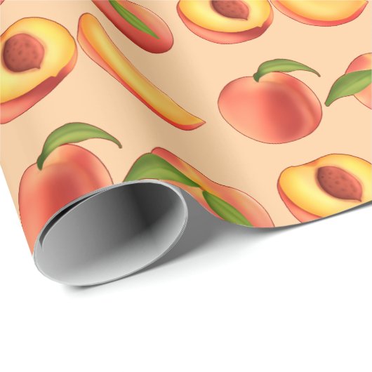 Peach Fruit Muster Geschenkpapier (Rolleneckpunkt)
