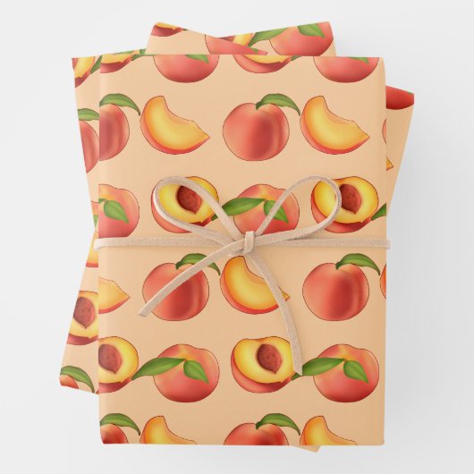 Peach Fruit Muster Geschenkpapier Set (Beispiel)