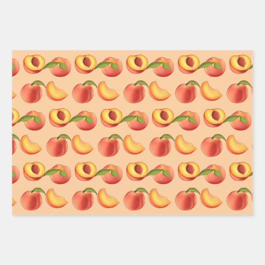 Peach Fruit Muster Geschenkpapier Set (Vorderseite)