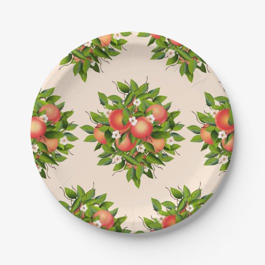 Peach Fruit Muster Pappteller (Vorderseite)