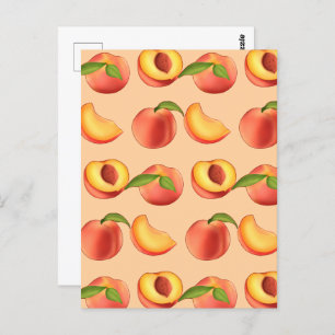 Peach Fruit Muster Postkarte