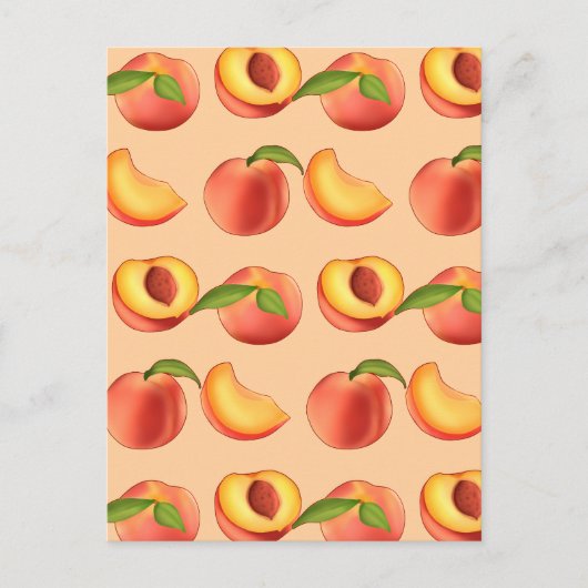 Peach Fruit Muster Postkarte (Vorderseite)