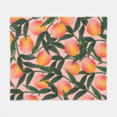 Peach Fruit Pink Hintergrund Muster. Fleecedecke (Vorderseite (Horizontal))