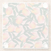 Peach Fruit Pink Hintergrund Muster. Glasuntersetzer (Rückseite)
