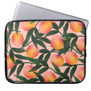 Peach Fruit Pink Hintergrund Muster. Laptopschutzhülle