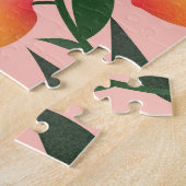 Peach Fruit Pink Hintergrund Muster. Puzzle (Seite)