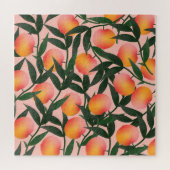 Peach Fruit Pink Hintergrund Muster. Puzzle (Horizontal)