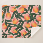 Peach Fruit Pink Hintergrund Muster. Sherpadecke (Vorderseite (Horizontal))