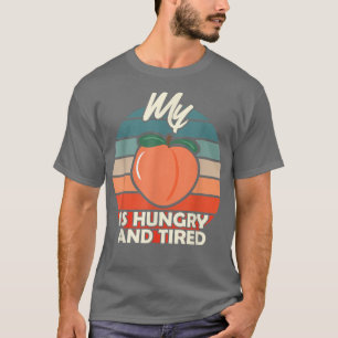 Peach Fruit Print Apricot Hunger und müde T-Shirt