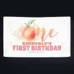 Peach Fruit Sweet 1. Geburtstag Party Banner<br><div class="desc">Begrüßungsbanner für Geburtstagsfeier</div>