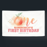 Peach Fruit Sweet 1. Geburtstag Party Banner<br><div class="desc">Begrüßungsbanner für Geburtstagsfeier</div>