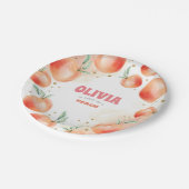 Peach Fruits and Gold Confetti Sweet Niedliche Geb Pappteller (Schrägansicht)