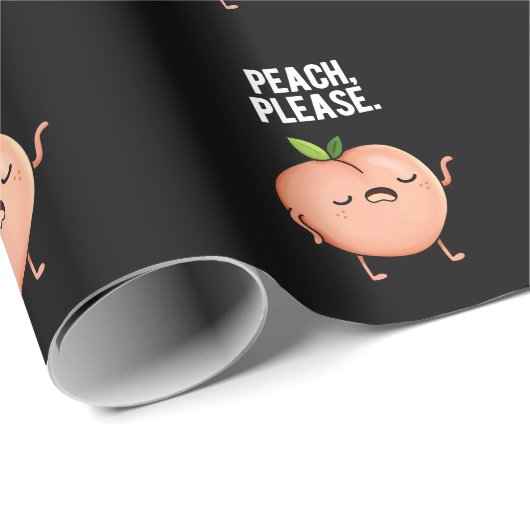 Peach Funny Fruit Pun Dark BG Geschenkpapier (Rolleneckpunkt)