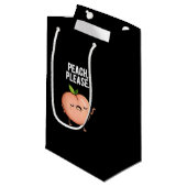 Peach Funny Fruit Pun Dark BG Kleine Geschenktüte (Vorderseite Schrägansicht)