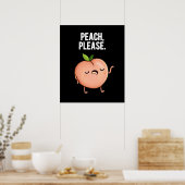 Peach Funny Fruit Pun Dark BG Poster (Küche)