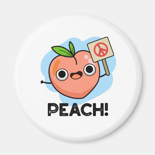Peach Funny Peace Fruit Pub Magnet (Vorne)