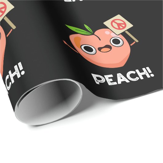 Peach Funny Peace Fruit Pun Dark BG Geschenkpapier (Rolleneckpunkt)