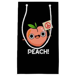 Peach Funny Peace Fruit Pun Dark BG Kleine Geschenktüte