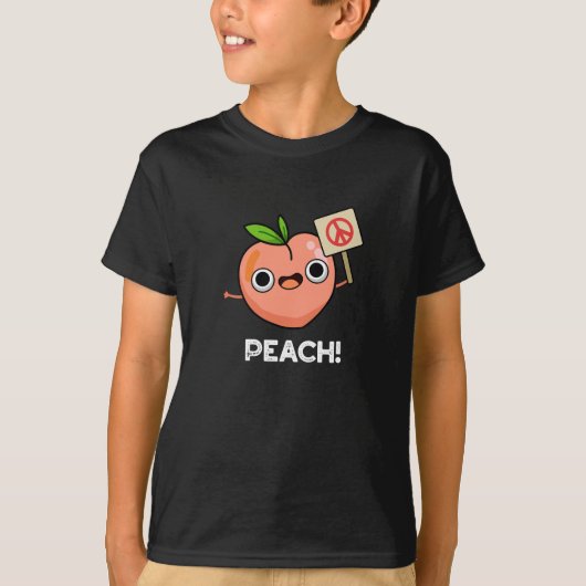 Peach Funny Peace Fruit Pun Dark BG T-Shirt (Vorderseite)