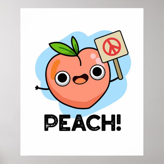 Peach Funny Peace Sign Frucht Puff Poster (Vorne)