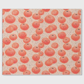 Peach Fuzz Abstrakt Botanisches Fruchtmuster 10 Geschenkpapier (Flach)