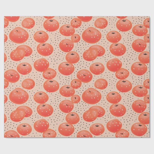 Peach Fuzz Abstrakt Botanisches Fruchtmuster 10 Geschenkpapier (Flach)